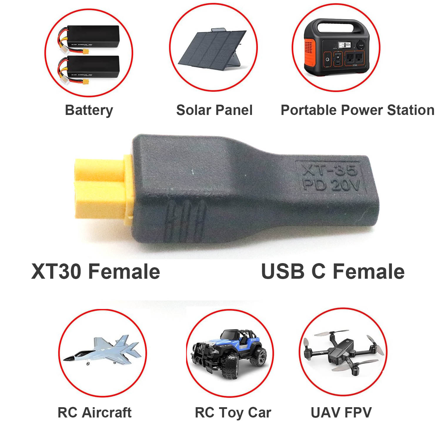 1pc USB Type C Female Input to - Drone Battery Connector 리뷰 및 가격
