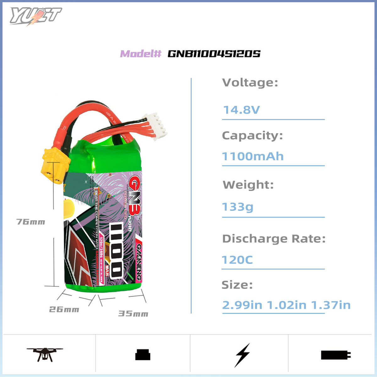 YUCT GNB 6S LiPo Battery 22.2V - Drone Battery 6S 리뷰 및 가격