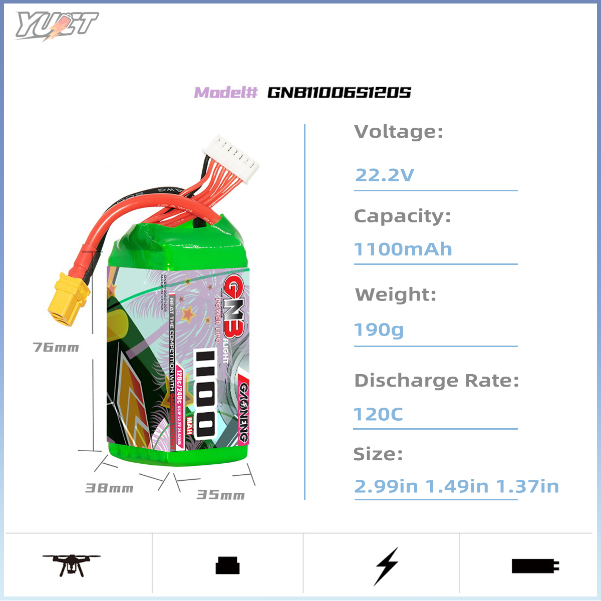 YUCT GNB 6S LiPo Battery 22.2V - Drone Battery 6S 리뷰 및 가격