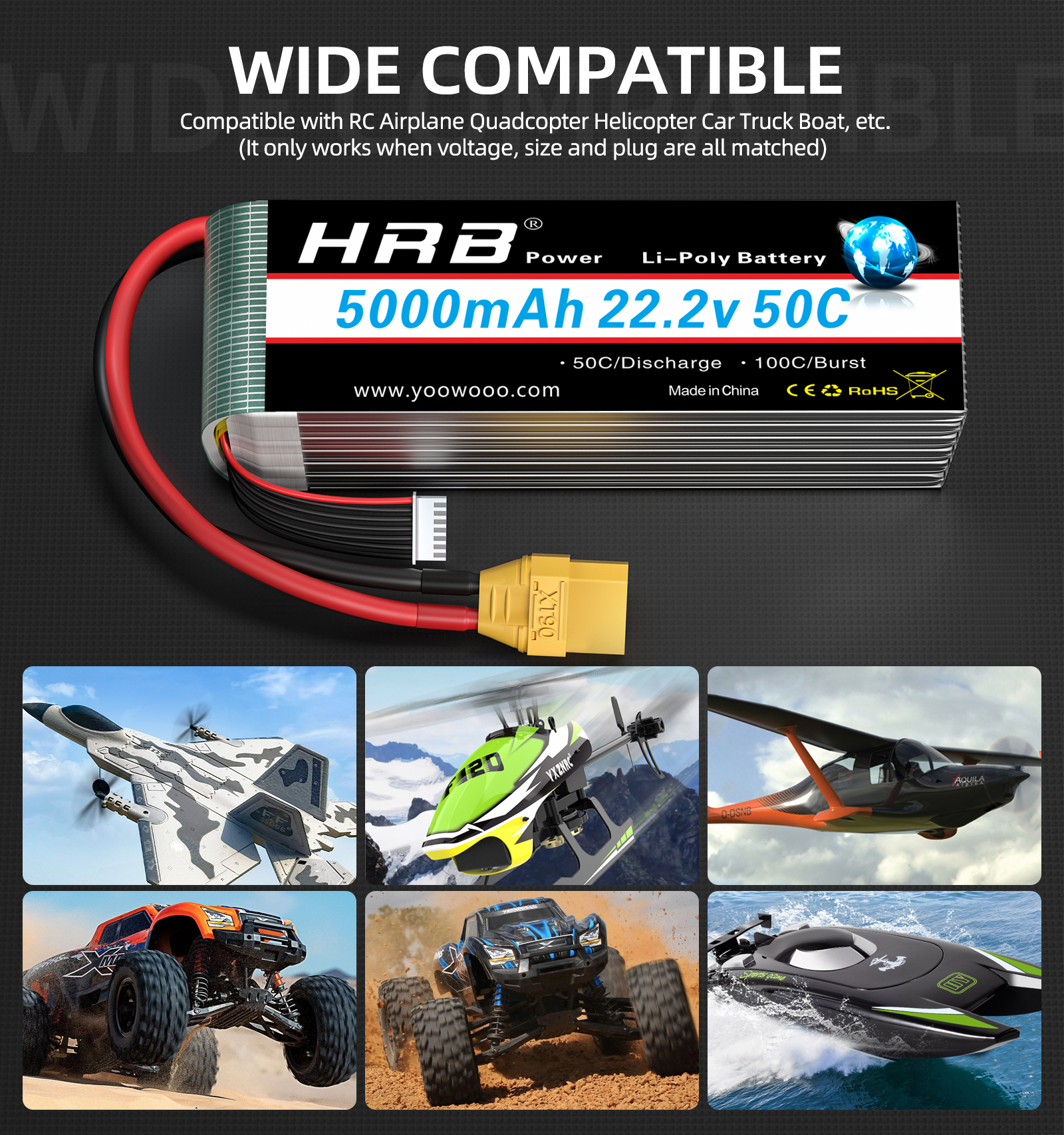 1/2PCS HRB 22.2V 5000mah Lipo  - Drone Battery Connector 리뷰 및 가격